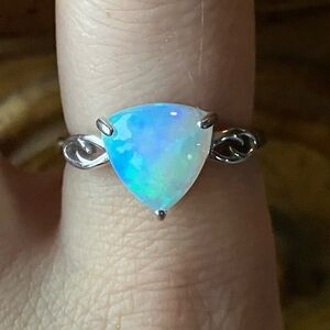 Natural Ethiopian Opal Sterling Silver Ring Size 8